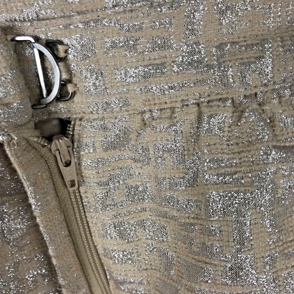 New Loft Pencil Gold Skirt Silver Sparkle Lined - Picture 3 of 7